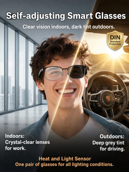 AI Smart Glasses Photochromic Lenses Touch Voice Control Bluetooth Call Real-Time Translation UV400 Multifunctional Eyewear