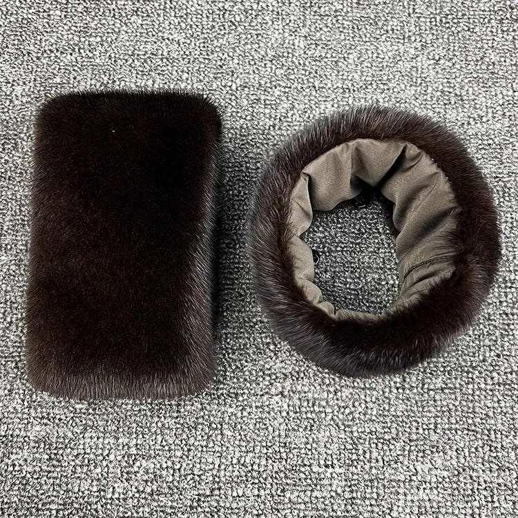 Ms.MinShu-Mink Fur Cuffs for Women, 100% Natural Mink Fur Sleeves, Unisex Jacket Luxury Fur Cuffs, Fluffy Fur Cuffs