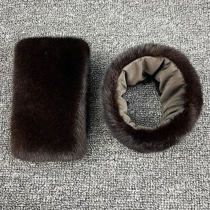 Ms.MinShu-Mink Fur Cuffs for Women, 100% Natural Mink Fur Sleeves, Unisex Jacket Luxury Fur Cuffs, Fluffy Fur Cuffs
