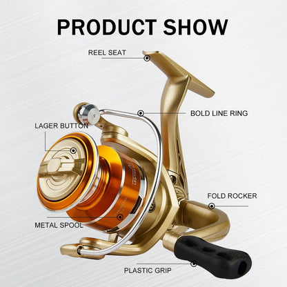 BILLINGS Spinning Reel,AC 1000-7000 Series,Max Drag 10KG,Metal Spool,5.2:1 Gear Ratio,for Freshwater Saltwater Fishing