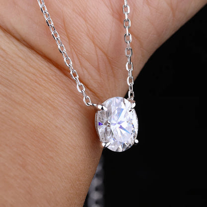 NKHOG 1/2/3CT Oval Cut Real Moissanite Necklace For Women S925 Silver Solitaire Lab Diamond Wedding 18K Gold Plated Jewelry Gift