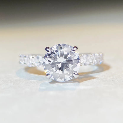 18K white gold and platinum PT950 moissanite diamond ring for women sterling silver 3 carat four-claw diamond ring for wedding
