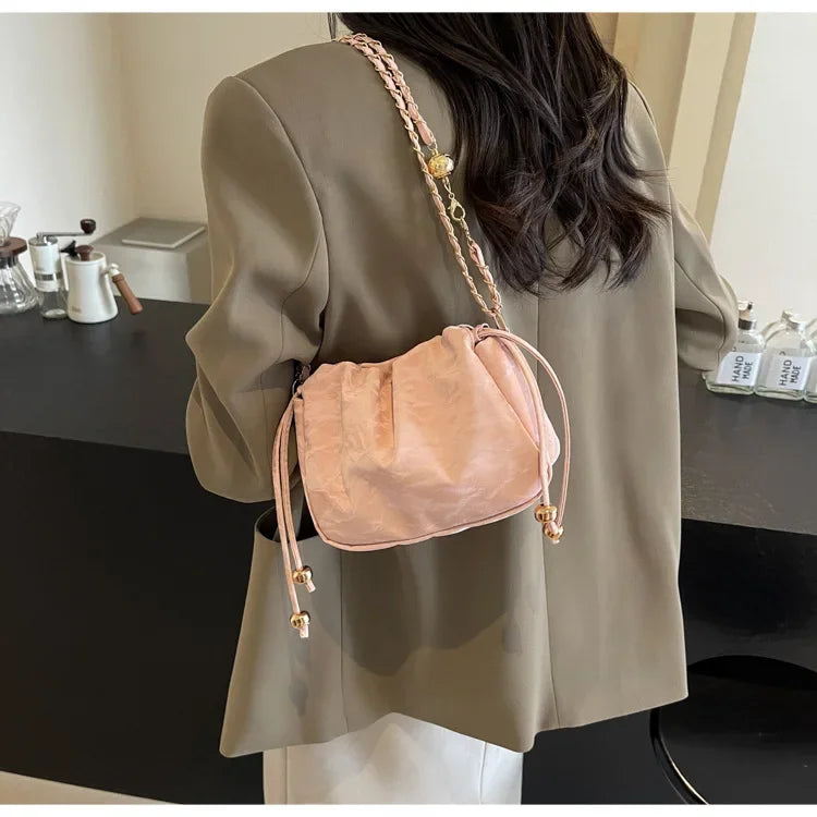 Chain Bag Ladies PU Leather Shoulder Bags Purse for Women Fashion Crossbody Bags Underarm Bag Small Square Satchel Handbag Bolas