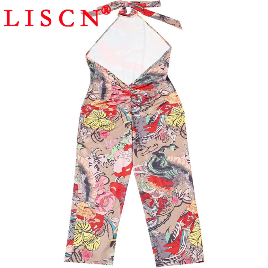10 Bulk Items Wholesale Lots Jumpsuits for Women Sexy Sleeveless Printing Bodycon Rompers Party Club Clothes K17340