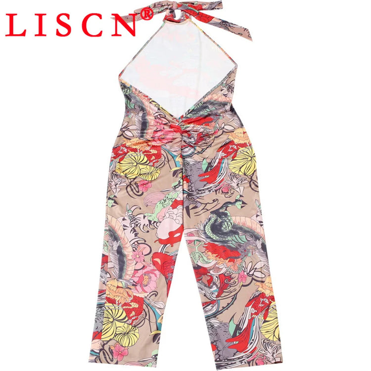 10 Bulk Items Wholesale Lots Jumpsuits for Women Sexy Sleeveless Printing Bodycon Rompers Party Club Clothes K17340