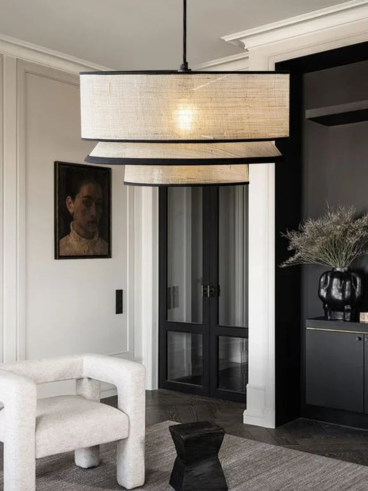 Fabric Ceiling Pendant Lamps Living Room Restaurant  Bedroom Kitchen Chandelier Home Decor Lustre Hanging Lights