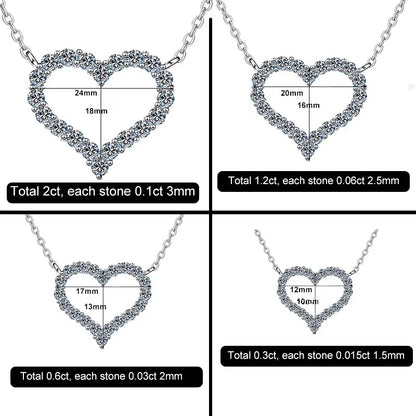 NeeTim D Color Moissanite Necklace Heart Pendant 925 Sterling Silver White Gold Plated Chain Fine Neck Chain for Women Wholesale