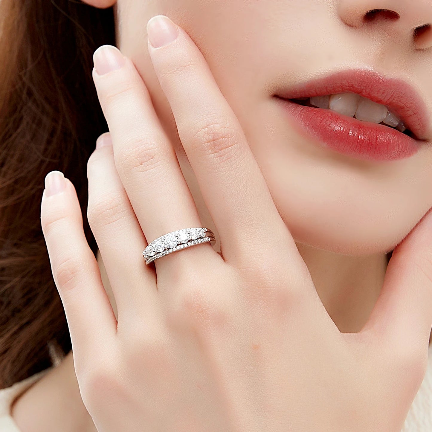 Newshe Luxury Moissanite Wedding Rings for Women Original 925 Sterling Silver Eternity Band Engagement Ring Fine Jewelry