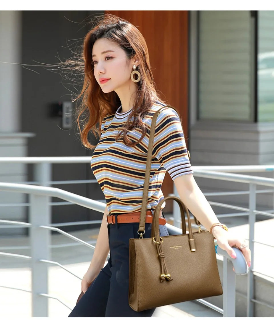 Genuine Brand Top Quality Leather Shoulder Crossbody Bags for Women Luxury Handbags Women Bags Designer Large Capacity Tote Bag