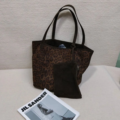 Autumn winter Women's Bag Large-capacity New Vintage Versatile Fashion  Wool Plaid Tote Student Simple Casual Daily