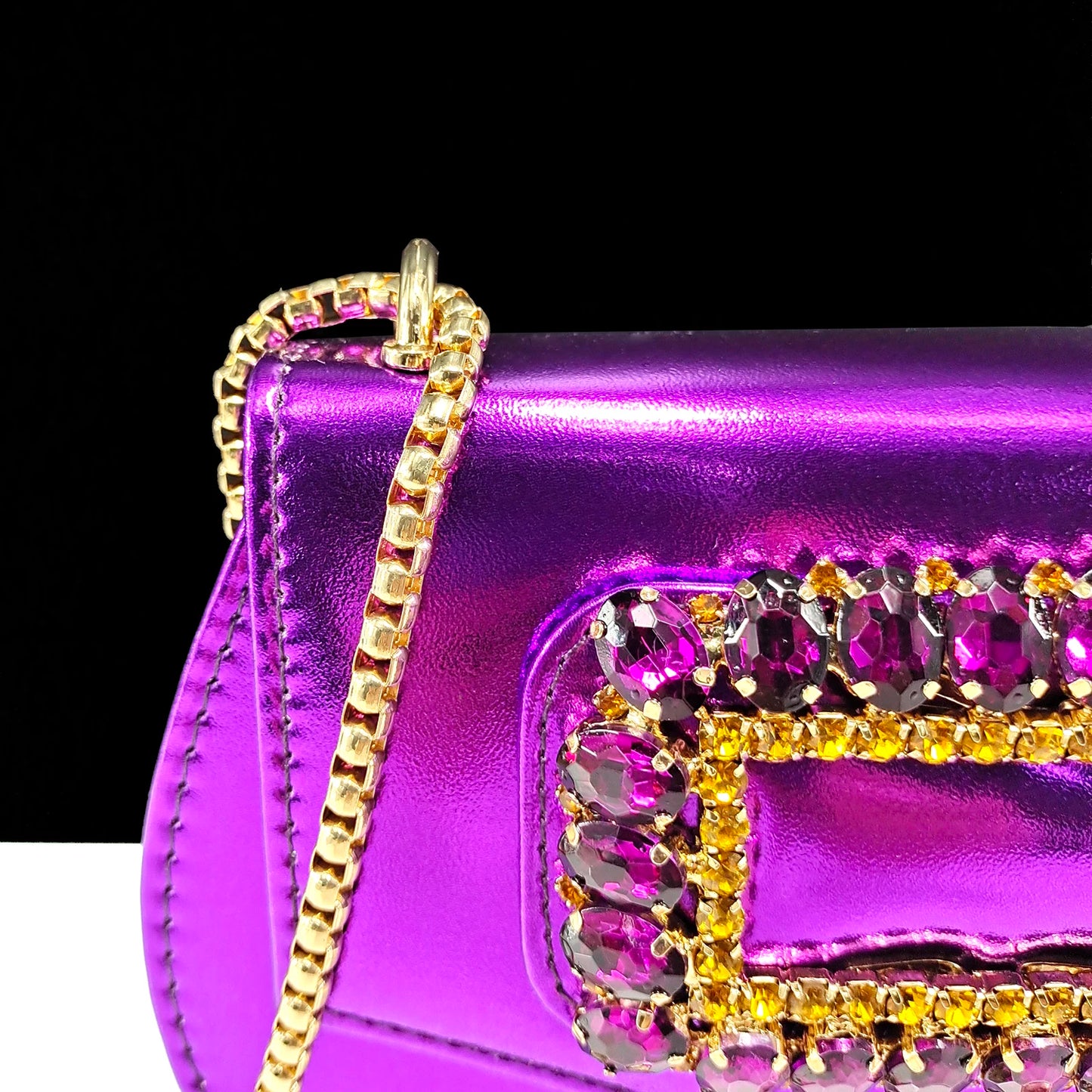 New Arrival Mature Style Purple Color Party Wedding Pointed Toe High Heel Women Shoes and Bag Set Decorated With Rhinestoe