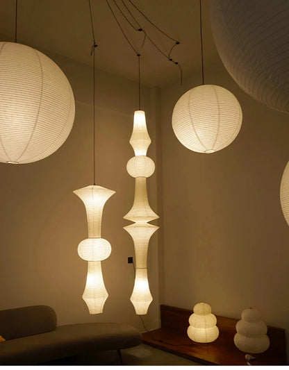 Nordic Wabi Sabi Wind Rice Paper Led Pendant Lights Living Room Bedroom Bedside Lamp Duplex Loft Clothing Store Decor Chandelier