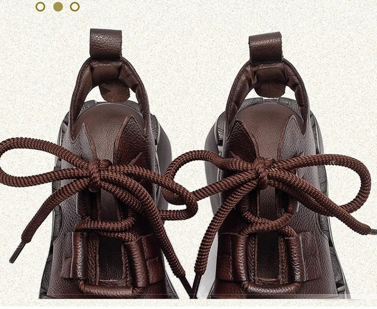 Myjyjz 7cm Cow Genuine Leather Flats Comfy Platform Wedge Fashion Flats Ankle Booties Sandals Luxury Shoes Mary Jane Pumps Women
