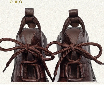 Myjyjz 7cm Cow Genuine Leather Flats Comfy Platform Wedge Fashion Flats Ankle Booties Sandals Luxury Shoes Mary Jane Pumps Women