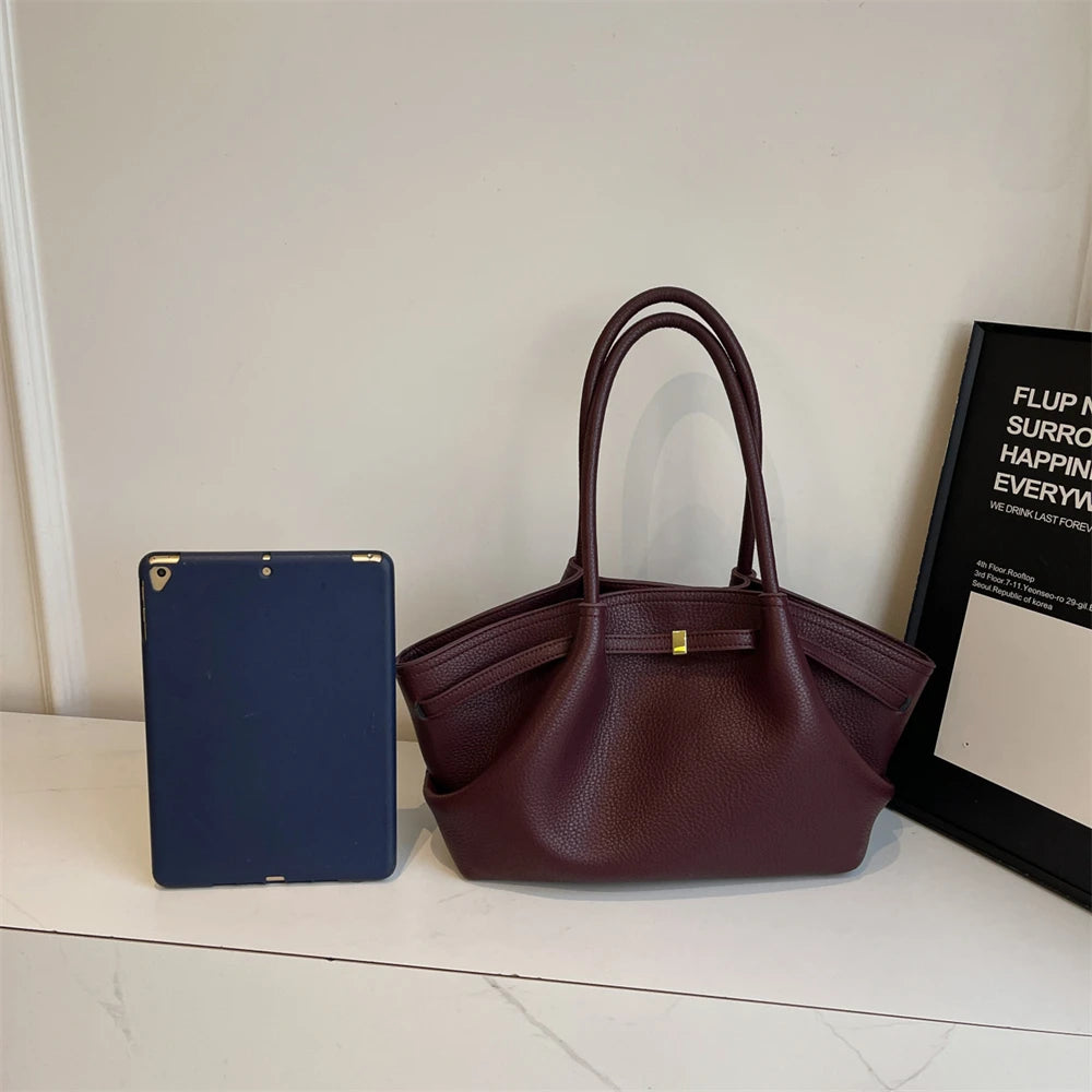 2026 New Lychee Pattern Underarm Shoulder Bags For Women Soft PU Leather Large Capacity Mini Tote Bag Luxury Designer Handbags