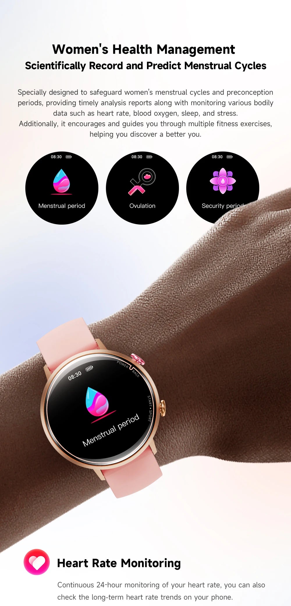 Big Price! Women's Smartwatch 50M Waterproof for Swimming Blood Pressure Sleep Heart Monitoring Diverse Sports Tracking