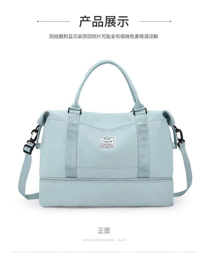 Outdoor Portable Travel Tote Adjustable Pull Rod Dry And Wet Separation Expandable Independent Shoe Compartment Fitness Bag