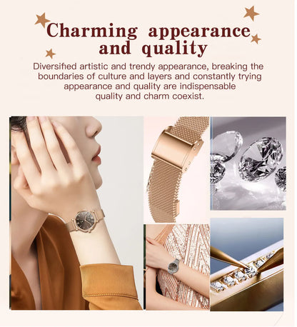 2026 New Ladies' Fashion Smartwatch Diamond Frame HD AMOLED Screen Bluetooth Call Health Monitoring Waterproof Smart Watch Gift