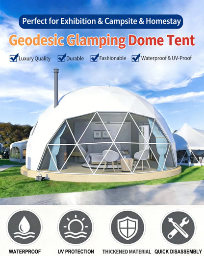 Customize Style Outdoor Glamping Luxury Hotel Tent Multi Color PVC Material Waterproof Geodesic Dome Tent for Family Camping