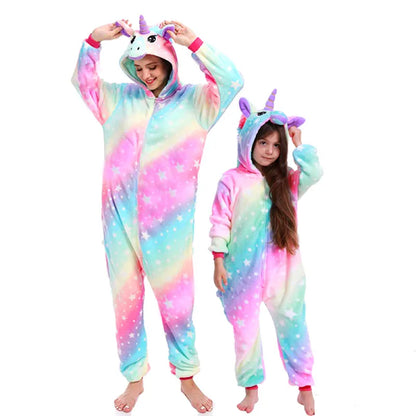 Kigurumi Unicorn Cartoon Onesies Kids Children Animal Pajamas Jumpsuits Women Men Sleepwear Onepiece Anime Cosplay Costumes