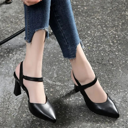 Cresfimix Zapatos De Mujer Women Sweet Pointed Toe Yellow Pu Leather Slip on 5cm High Heel Shoes for Summer Office Party A9168
