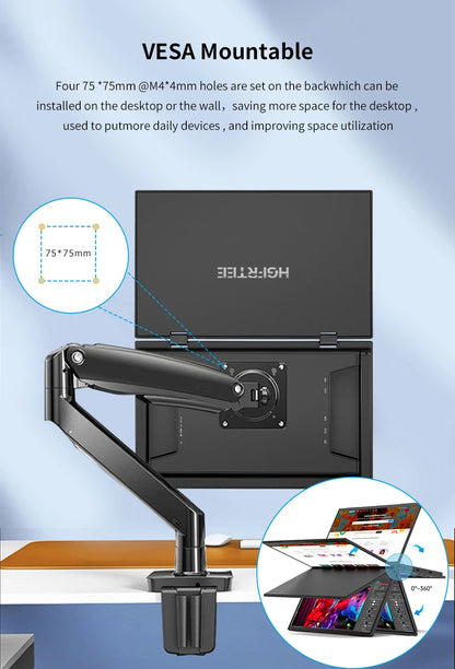 HGFRTEE 15.6 Inch Dual Portable Monitor for Laptop Screen Extender Stackable Foldable 315° Folding Stacked Triple Display