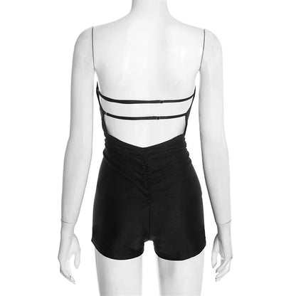 Fashion Backless Tight Jumpsuit Sexy Women Bare Shoulder Bodysuit Overalls Summer Midnight Party Clubwear Slim Rompers Shapewear