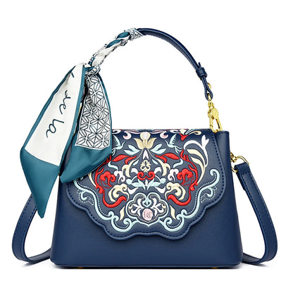 Fashion Embroidery Shoulder Bag Women Designer High Quality Leather Handbag Purse Ladies Small Crossbody Messenger Bag Female