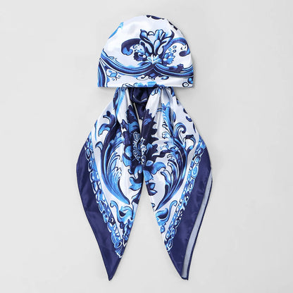 New Muslim Instant Satin Hijab Cap Scarf Printed Turban Hair Bonnet Turban Headwrap For Sleeping Elastic Hair Bonnet Bandana