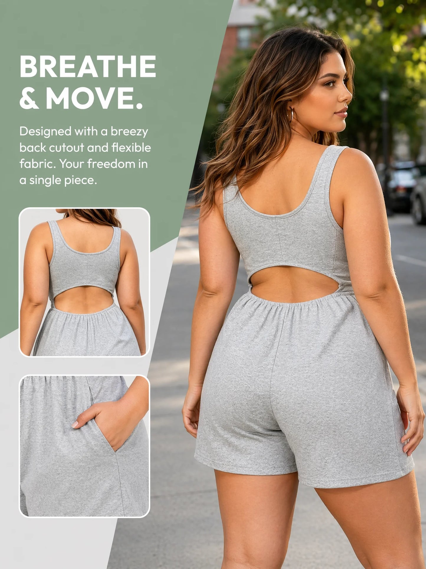 Pocket 2-in-1 Romper—Easy Peezy Edition Womens Solid Color Sports Rompers Casual Jumpsuit Workout Athletic  Sleeveless Outfit