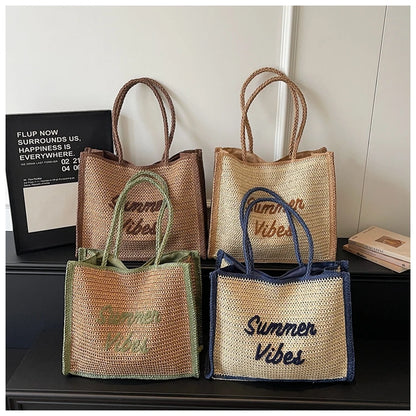 Large Capacity Women Tote Bag 2026 New Fashion Hand-made Straw Bag Female Shoulder Handbag Causal Commuter Bags for Ladies