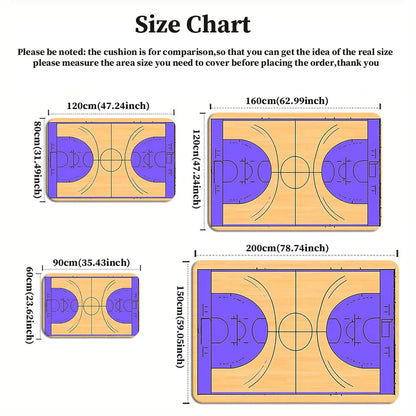 Basketball court design crystal velvet rug sports themed bedroom carpet living room floor mat NBA fan gift game room decor anti