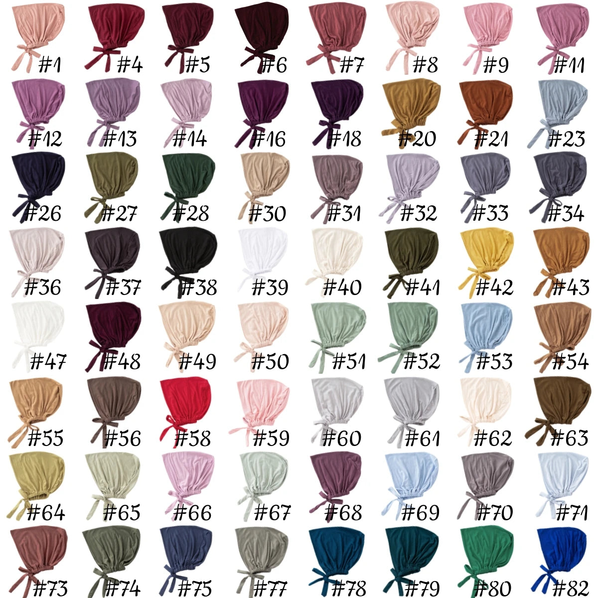 82 Colors Tie-Back Undercaps Fashion Women's Inner Hijab Muslim Cap Bonnet Plain Islamic Cotton Spandex Jersey DEW Underscarf