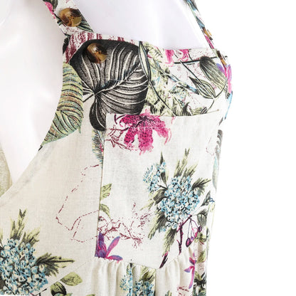 Women Plus Sizes Jumpsuit Leaf Floral Print Square Neck Sleeveless Fashion Casual Overalls with Pockets