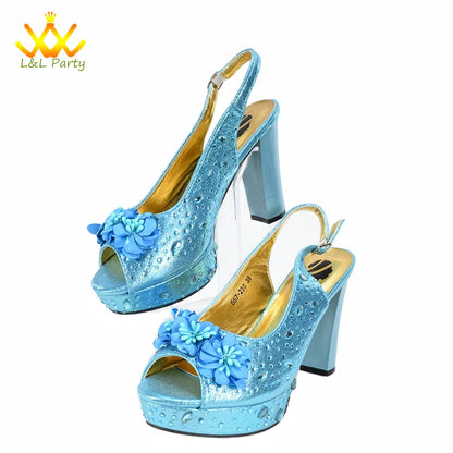 High Quality 2024 Summer New Design in Purple Color Mature Style Italian Women Shoes and Bag Set with Platform for Wedding Party