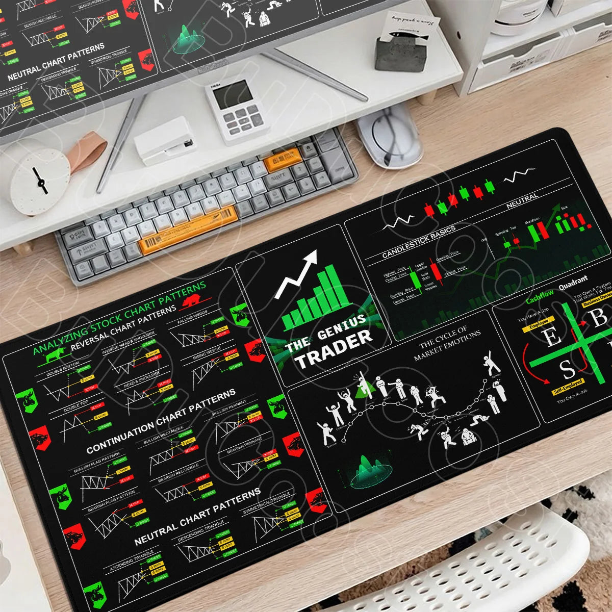 30x60cm 30x70cm 30x80cm Stock Market Chart Pattern Forex Mousepad Lock Edge Desk Keyboard Non-Slip Mausepad Computer Accessories