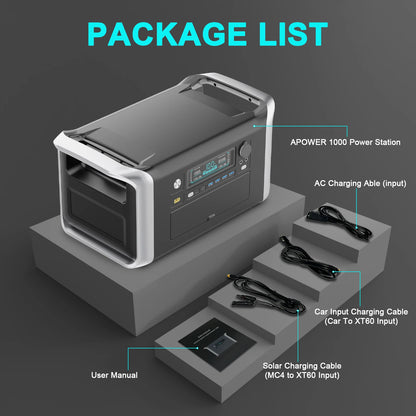 CTOLITY AP1000 1600W Portable Power Station 1024Wh Solar Generator LiFePO4 Battery Camping Travel Blackout Pure Sine Wave