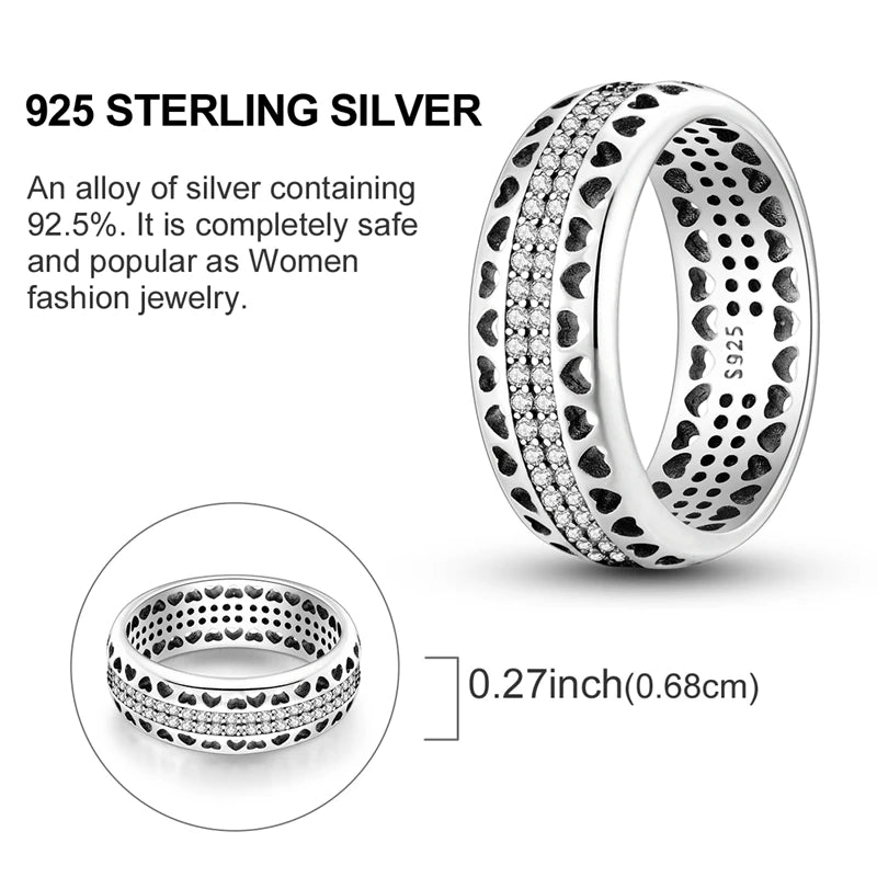 Rings Hot Sales 925 Sterling Silver Love Heart Sun Moon Star Iris Adjustable Rings For Women Wedding Birthday Party Jewelry Gift