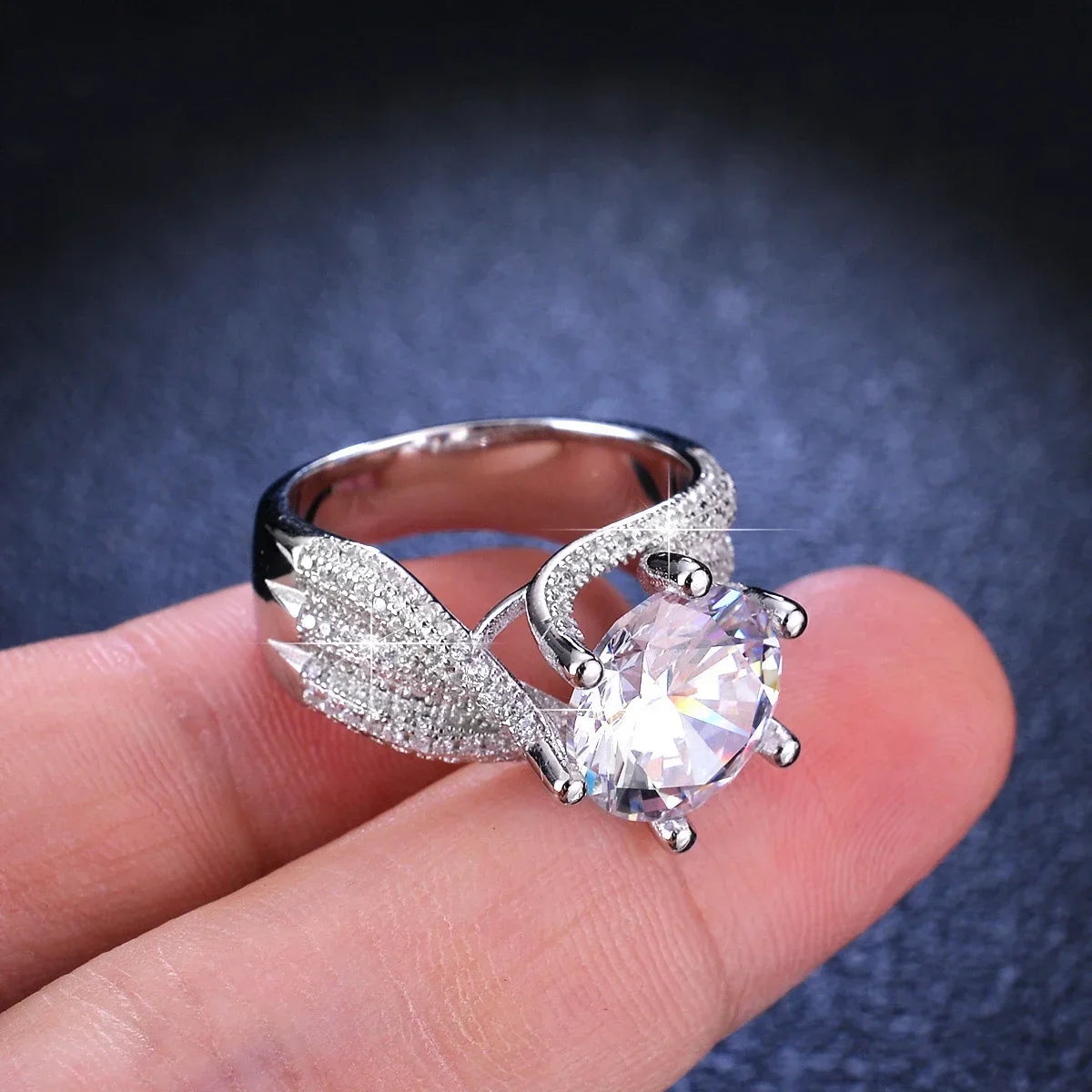 Platinum Pt950 18k 5 Carat Full Moissanite Diamond Rings for Women D Color Wedding Engagement Ring  Gift for Valentine's Day
