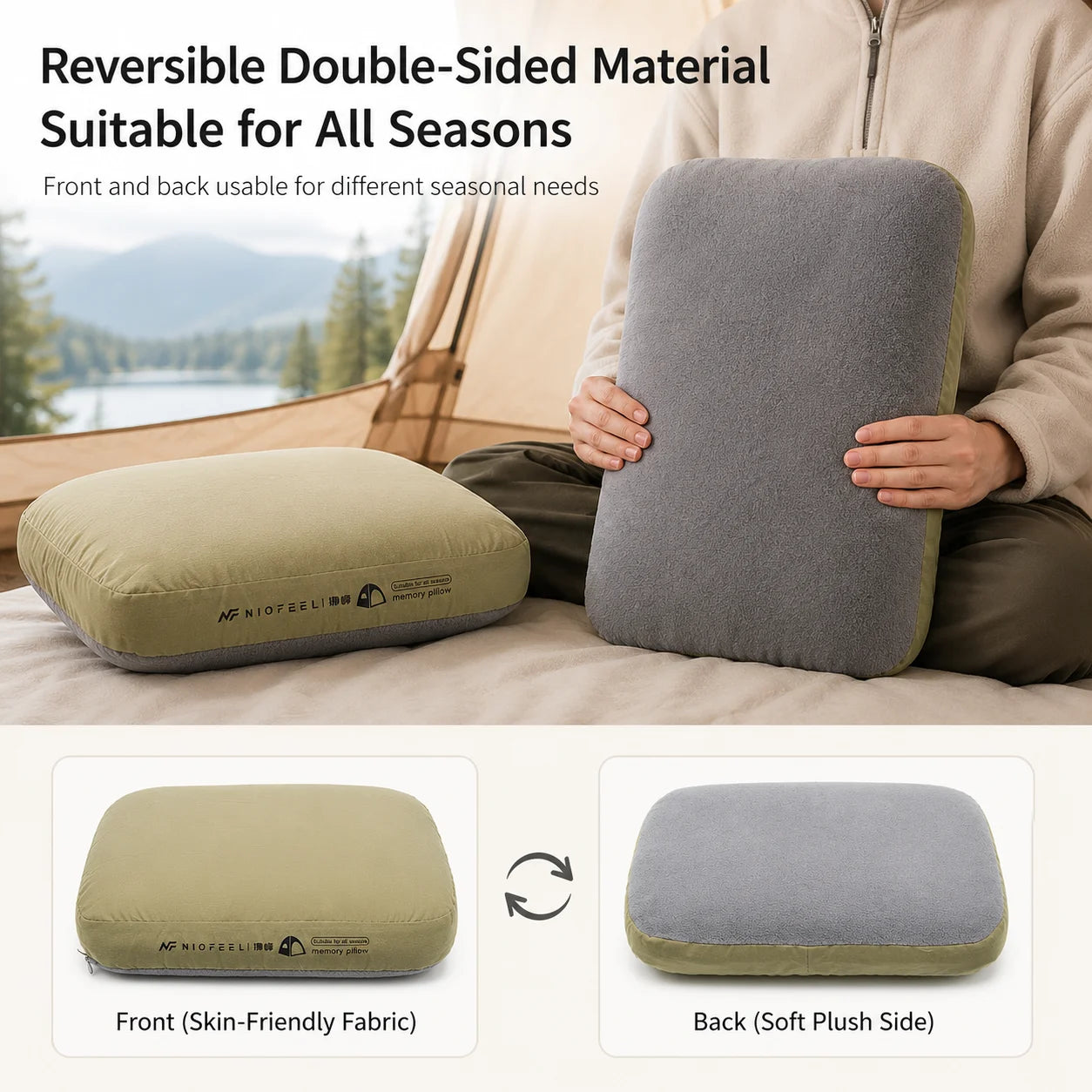 Soft Slow Rebound Memory Foam Pillow Outdoor Camping Travel Cervical Pillow Portable NoonBreak Pillow Neck Support Pillow