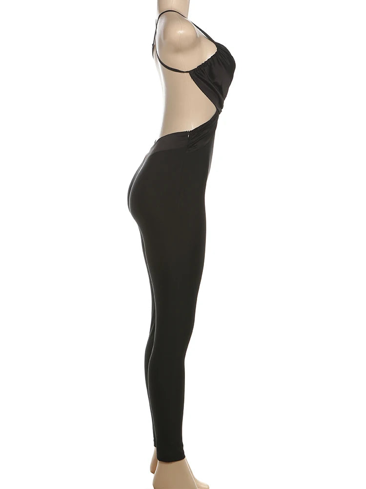 kliou Cross Pleated Women Jumpsuits Sexy Stunning Bandage Backless Silky Skinny Overalls Female Summer Party Clubwear One Piece