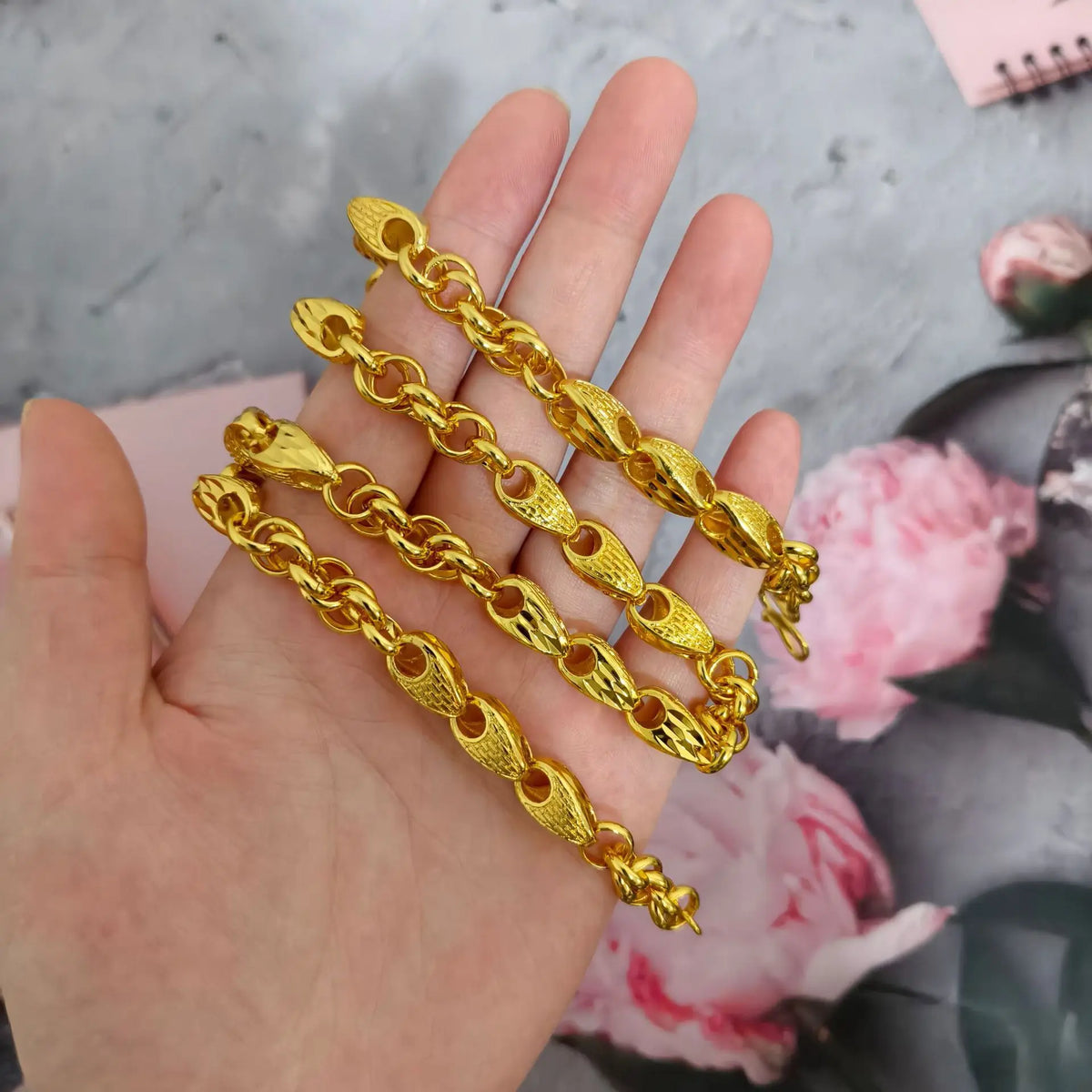 Luxury 9999 24K Solid gold certifid twist melon seed necklace men's high-end real gold jewelry Suitable for daily wear