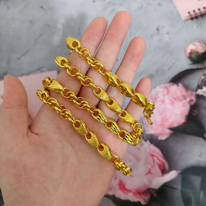 Luxury 9999 24K Solid gold certifid twist melon seed necklace men's high-end real gold jewelry Suitable for daily wear