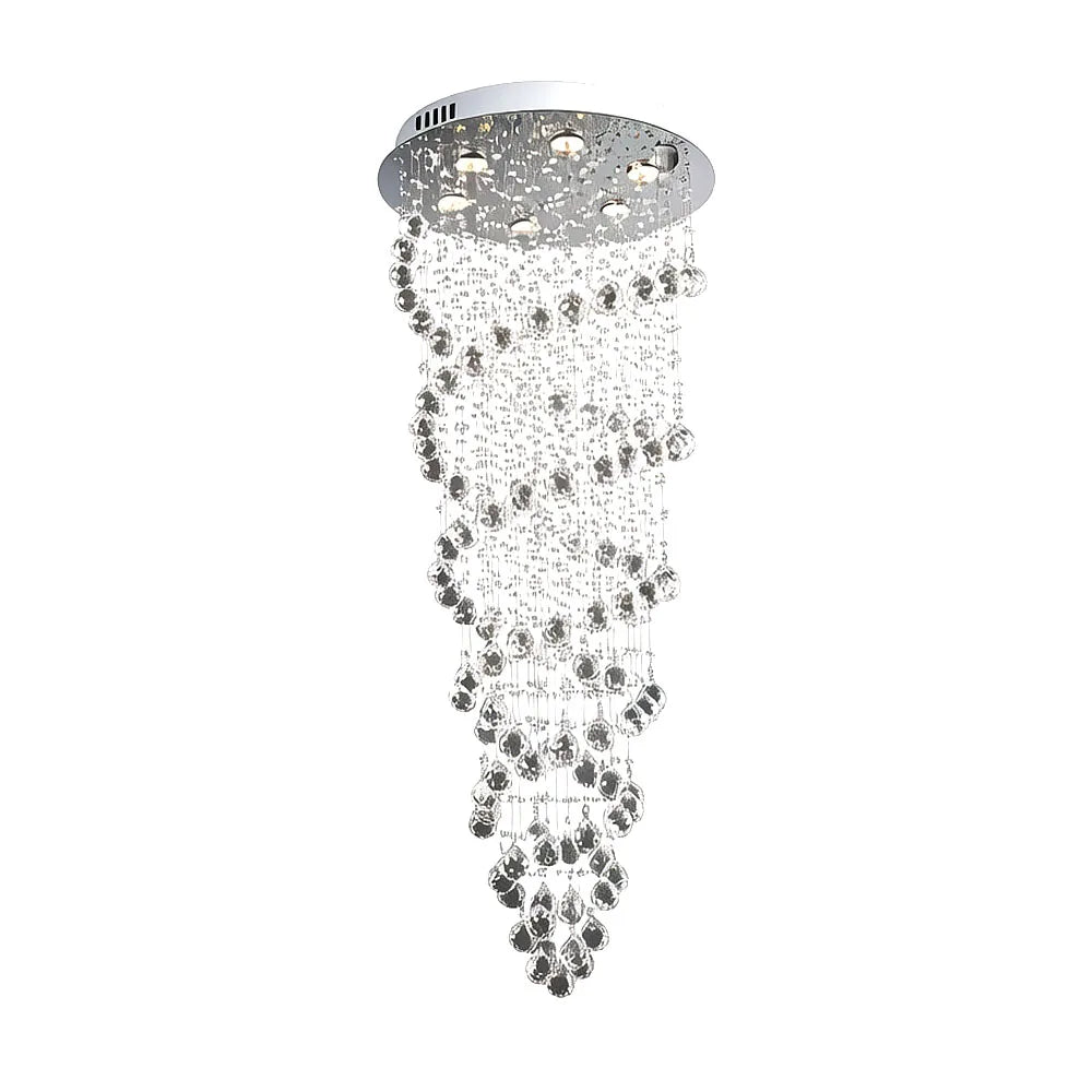 Modern Luxury Spiral Crystal Ceiling Fixture Long Cascading Crystal Design for Duplex Stairwell High Ceiling Home Lighting