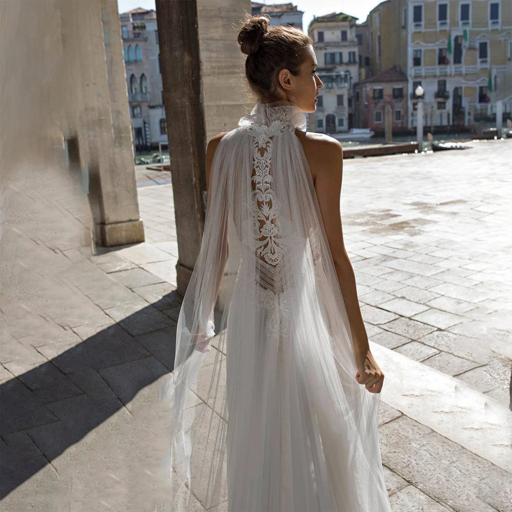 2025 Elegant Lace Halter Women Wedding Dresses Lace Decals Bride Gowns Sexy Mopping Length Princess Vestidos De Novia Customized