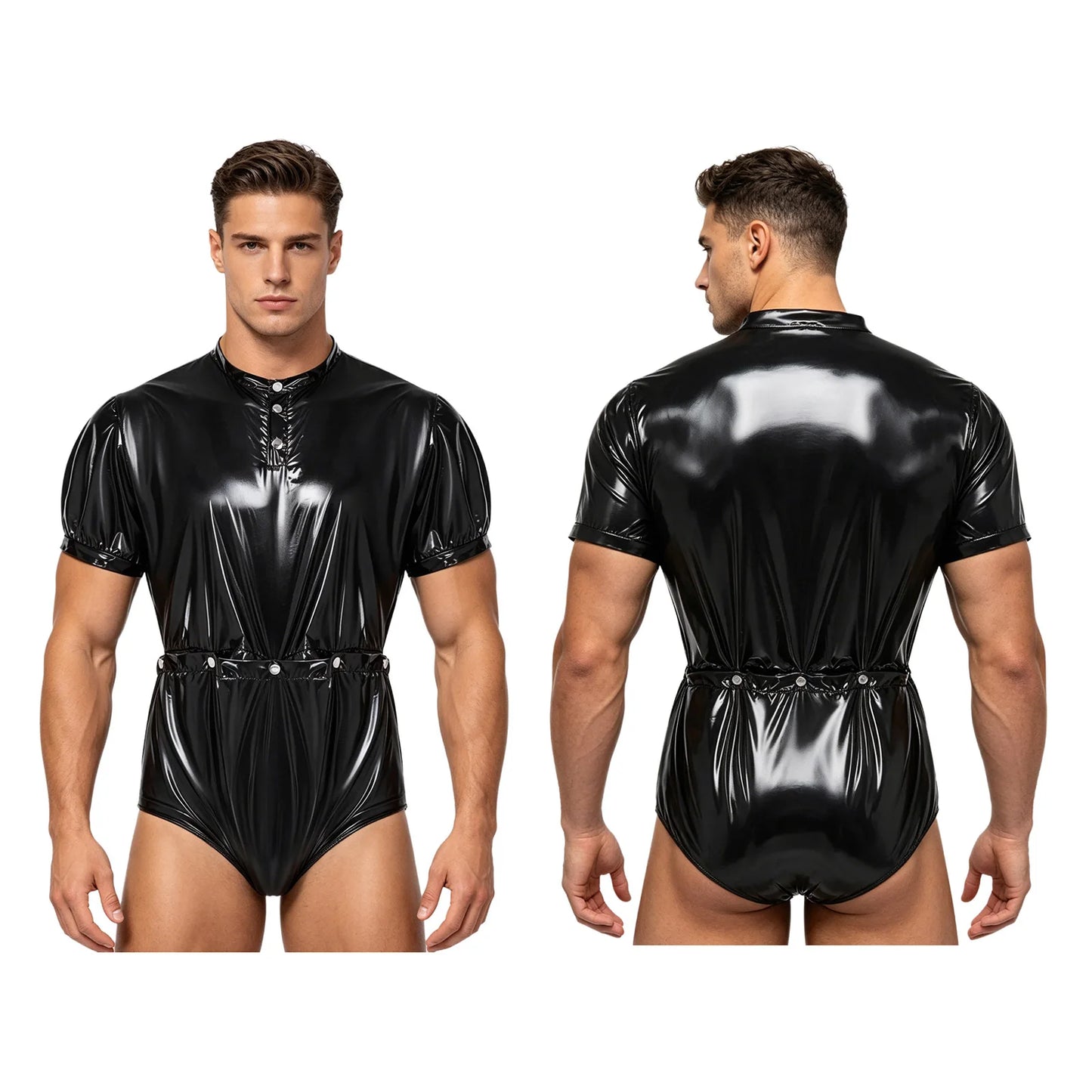 Men Women Waterproof Glossy Bodysuit Leak-proof Washable Diaper Cover Elderly Bedridden Special Needs Adaptive Jumpsuit Swimwear