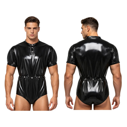 Men Women Waterproof Glossy Bodysuit Leak-proof Washable Diaper Cover Elderly Bedridden Special Needs Adaptive Jumpsuit Swimwear