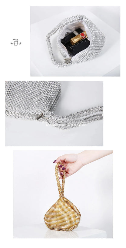 Luxury Designer Evening Bag Rhinestone Clutch Soft Ladies Small Handbag Fashion Wedding Party Gift Daily Use Purse for Women