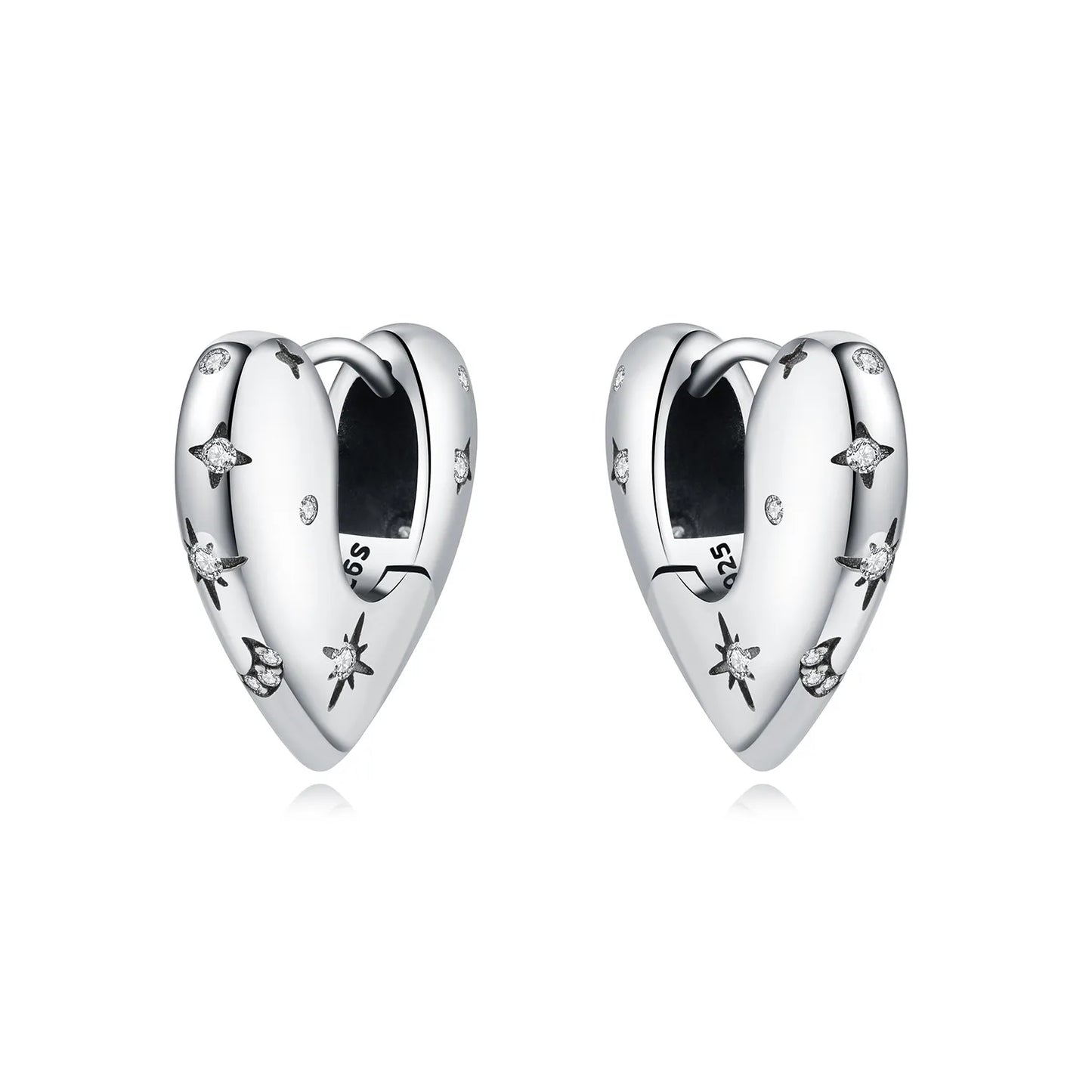 925 Sterling Silver Star Moon Heart Shape Earrings Jewelry Versatile Hoop Earrings For Women Jewelry Fine Birthday Party Gifts