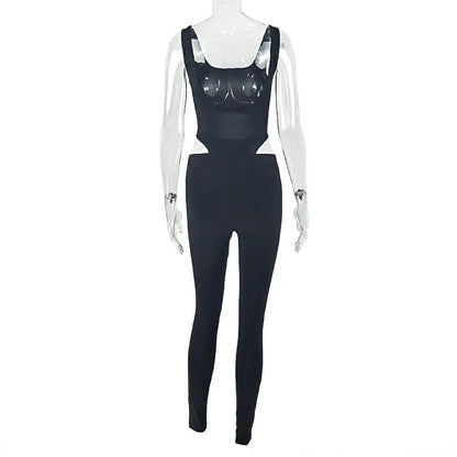 Weird Puss Waistless Jumpsuit Women Sexy Backless Sleeveless Summer Solid Stretch Skinny Midnight Activity Workout Slim Overalls